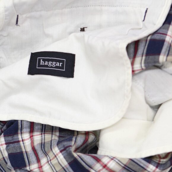 Haggar Mens Cotton Elastic Waist Casual Shorts Blue Red Plaid 42 - Picture 3 of 7